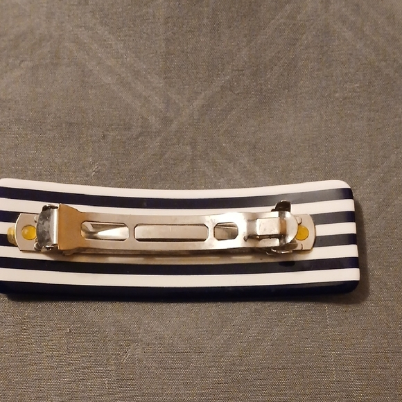Navy and White Striped Hair Clip - Picture 2 of 3